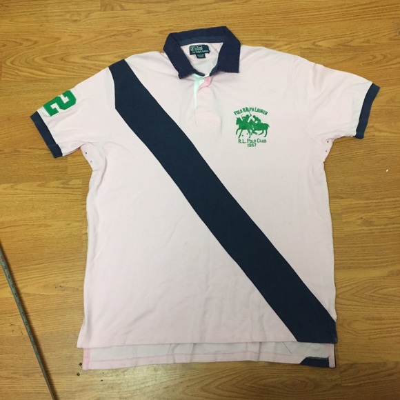 Men’s polo by Ralph Lauren size xl pink blue vntg - Picture 1 of 7